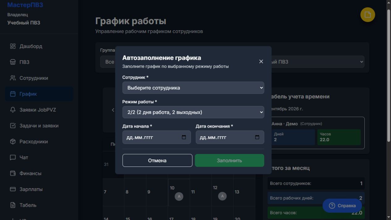 Автозаполнение графика по циклу